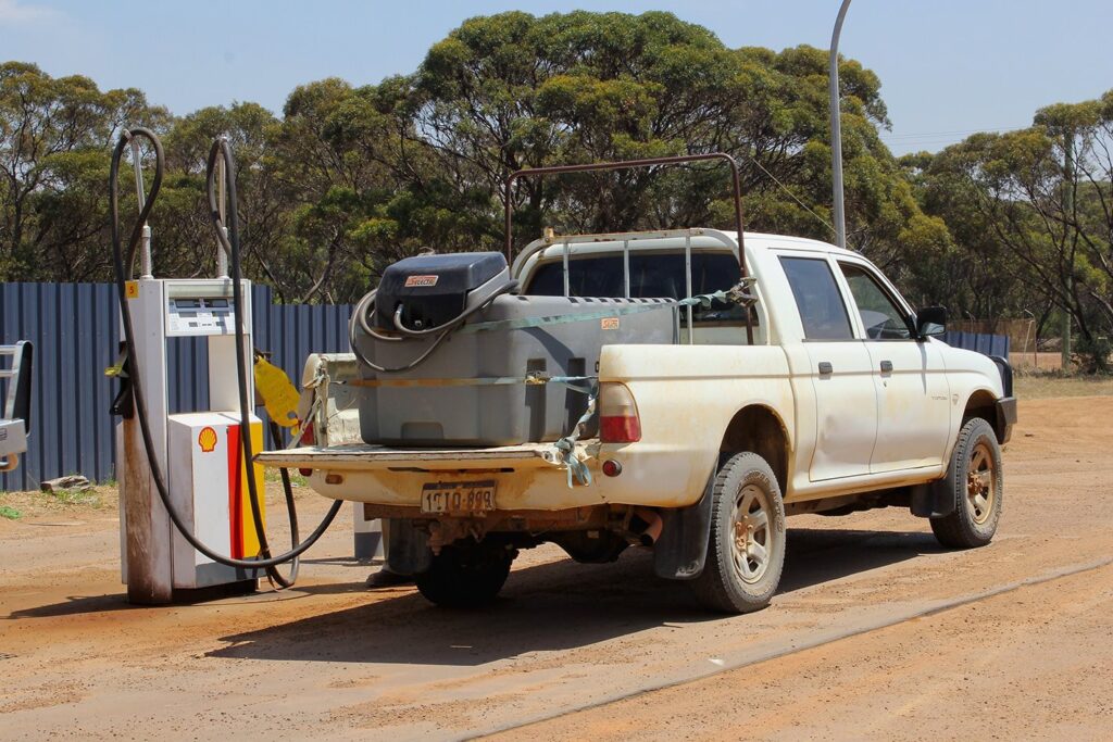 Ute filling up at petrol station