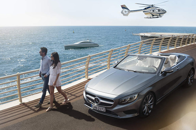 Mercedes-Benz with Silver Yacht