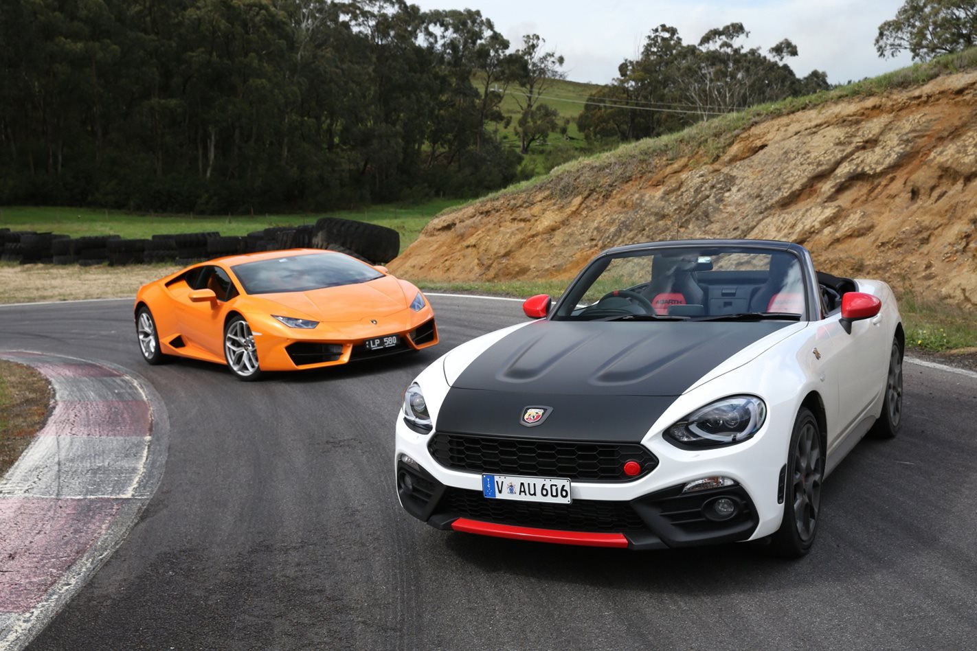 Lamborghini Huracan LP580-2 vs Fiat Abarth 124 Spider: Can you put a price on fun?
