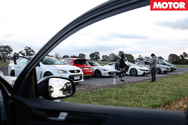 Cars lined up
