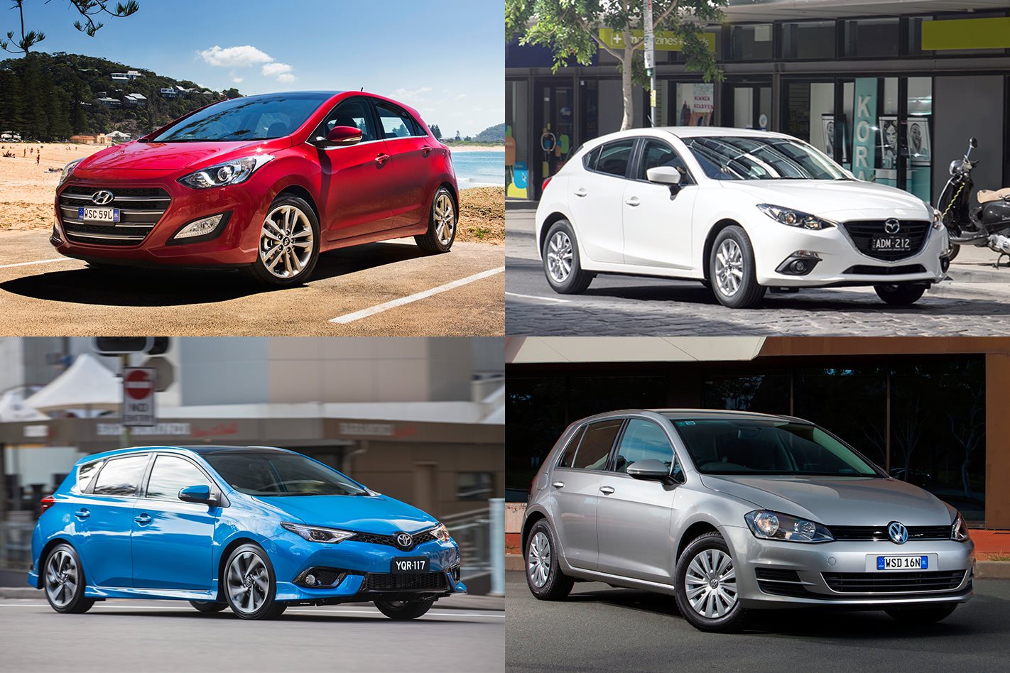 Hyundai i30 Mazda 3 Toyota Corolla Volkswagen Golf