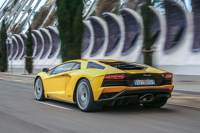 Lamborghini Aventador S rear driving