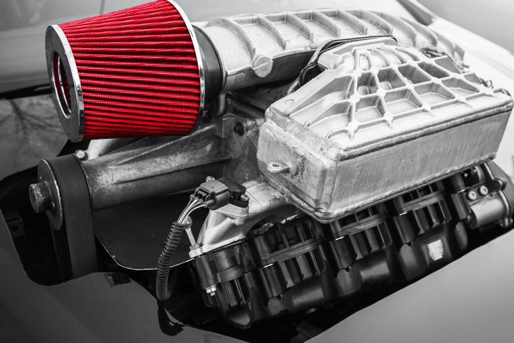 supercharger on car bonnet