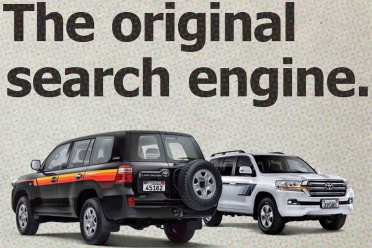 Toyoya LandCruiser Heriage V8 (left) and V6 advertisement