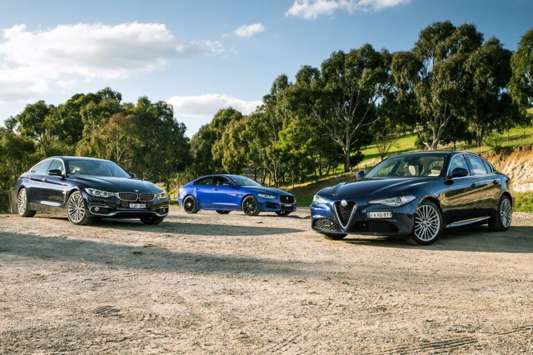 Alfa Romeo Giulia Super v Jaguar XE 25t R-Sport v BMW 420i Gran Coupe comparison