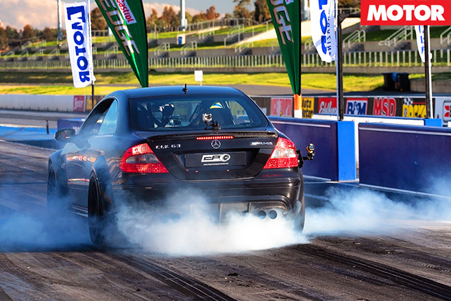 Merc black smoking tyres