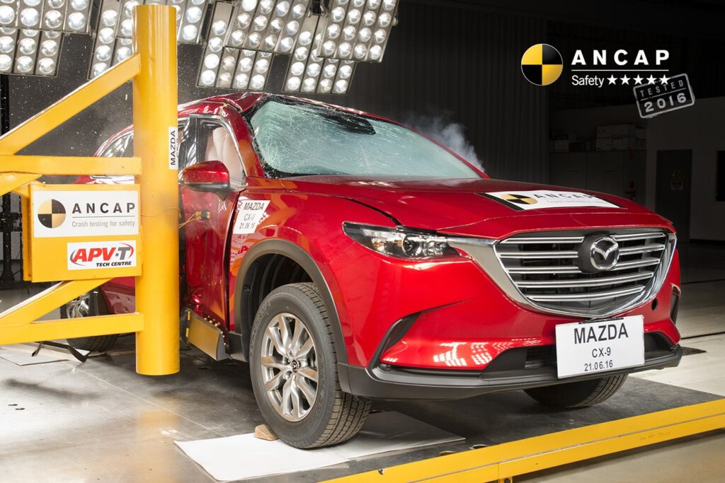 Mazda CX-9 undergoing ANCAP crash test