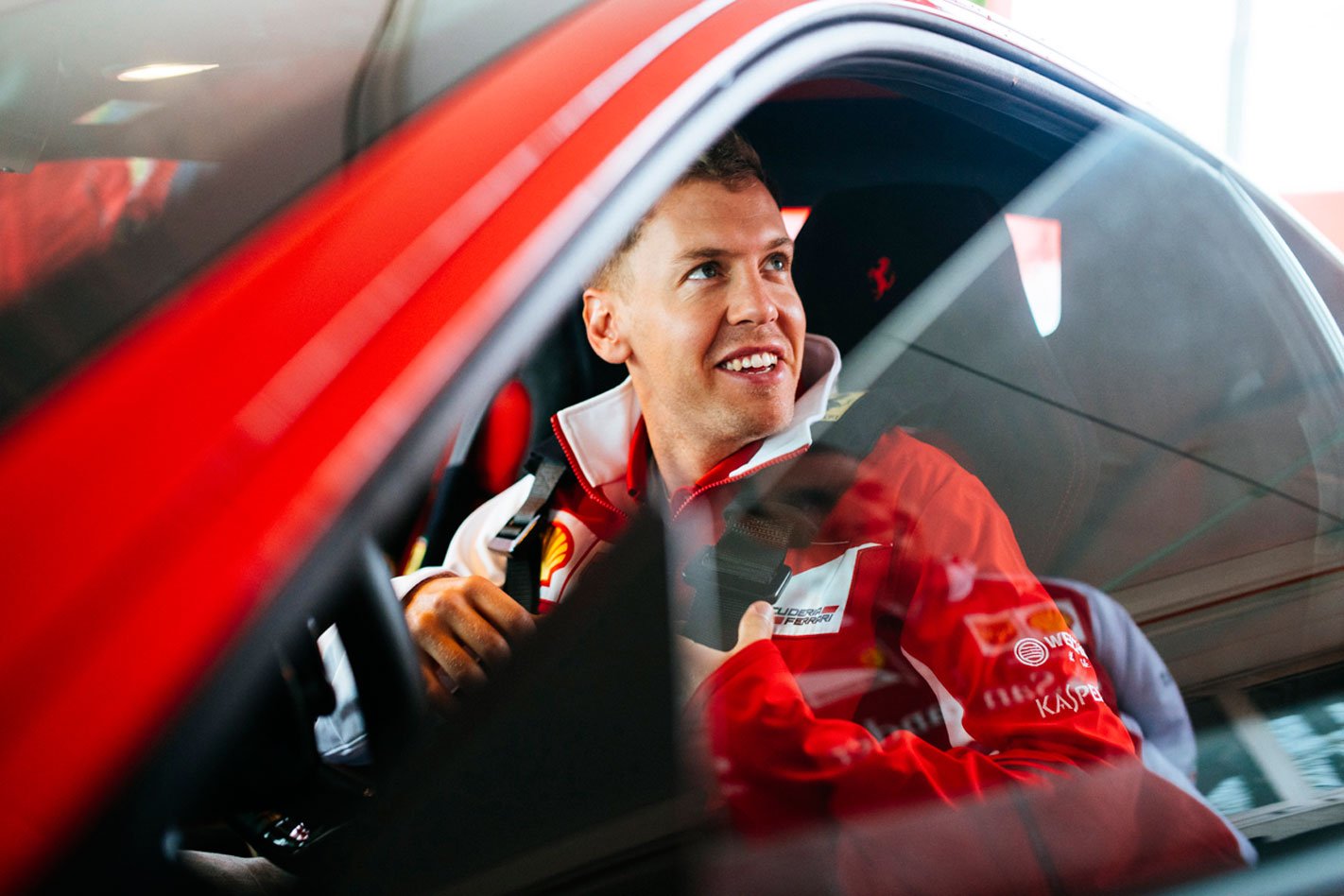 Sebastian Vettel arrives at Ferrari