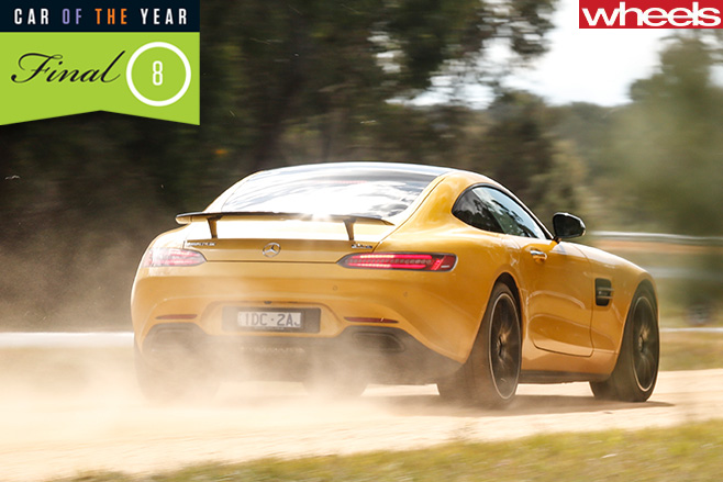 Mercedes -AMG-GTS-rear -driving -dirt -road